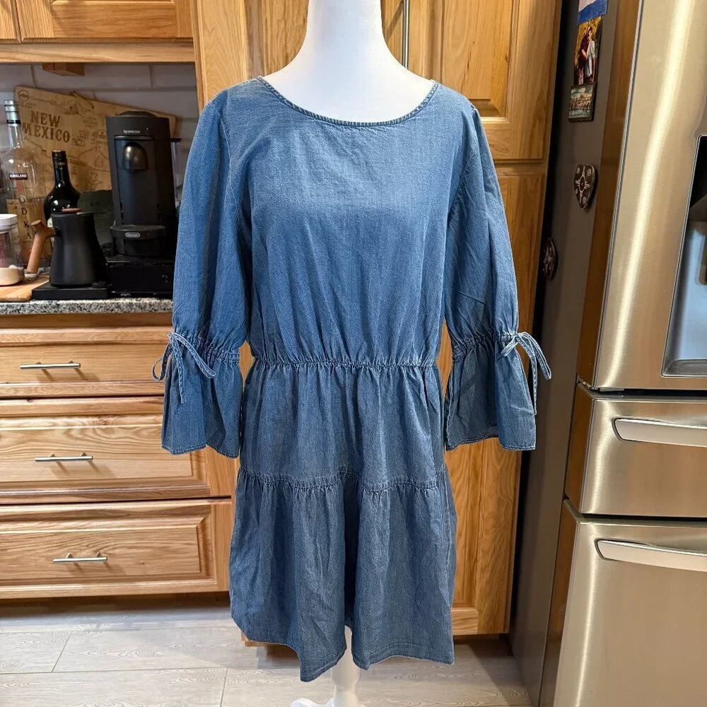 J Crew Mercantile Denim Chambray‎ Dress, Size Medium, New With Tags
